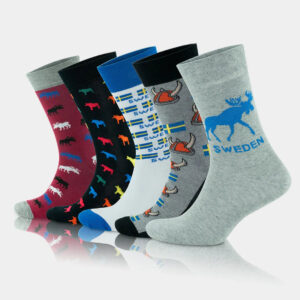 Men's Cotton Colorful Sweden Concept Funny Crew Socks
