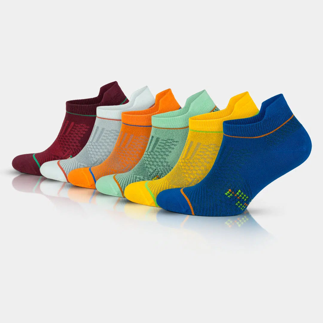Men's Bamboo Low Cut Athletic Running & Golf Socks With Arch Support - Multicolor